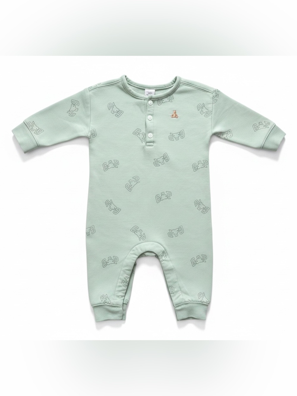 GAP Green Logo Print Baby One-Piece Romper 3-6 months
